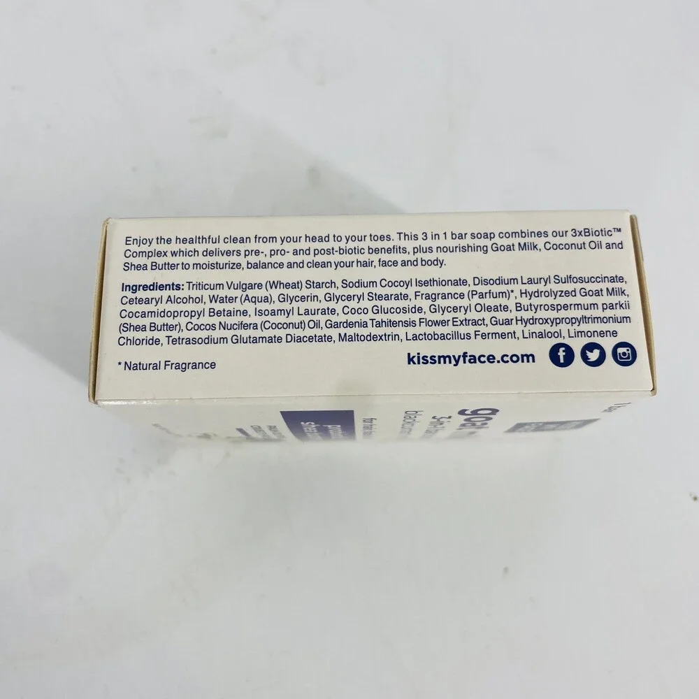 2 Pack Kiss My Face Goat Milk Soap Probiotic Shea Butter Black Currant Vanilla